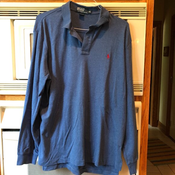 Polo by Ralph Lauren Men's Long Sleeve Cotton Pullover with Collar Blue - Picture 1 of 6